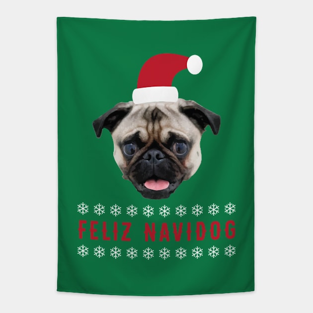 Feliz Navidog Tapestry by zubiacreative