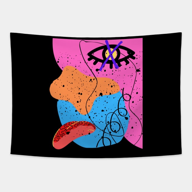 Poker Face Abstract Tapestry by Sherbertart