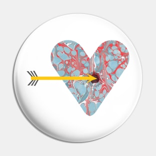 Marbled Paper Heart Pin