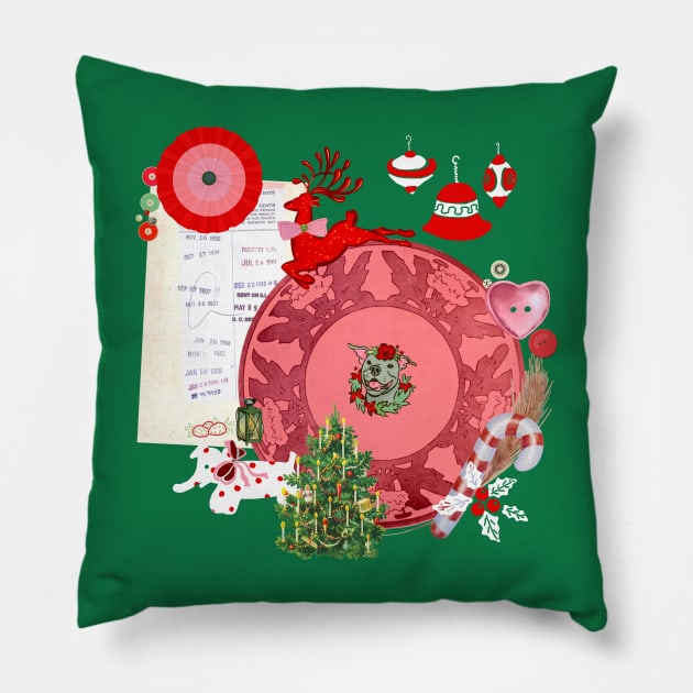 Midcentury Christmas Pupper Collage Pillow by LochNestFarm