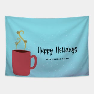 Watercolor Happy Holidays - Seasonal Greeting Design Tapestry