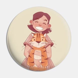 Girl and tiger friendship Pin