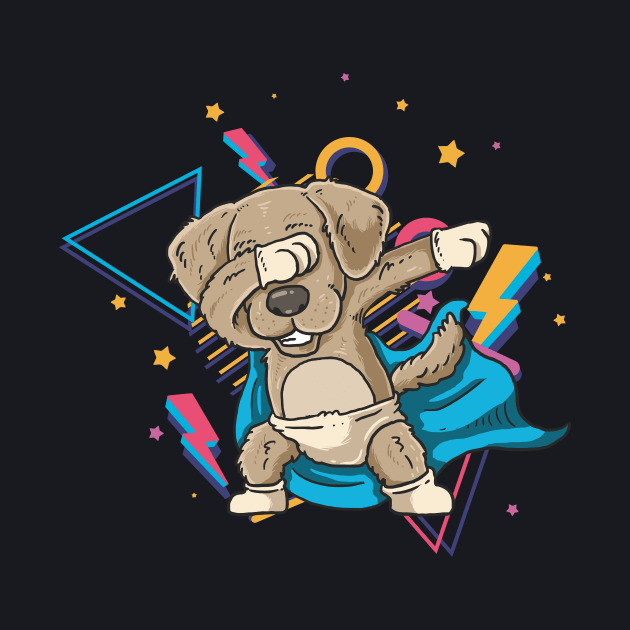 Dabbing Dog 80s retro Style Dab Gift by Foxxy Merch