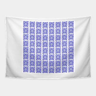 Blue and White Zebra Kaleidoscope Pattern Tapestry