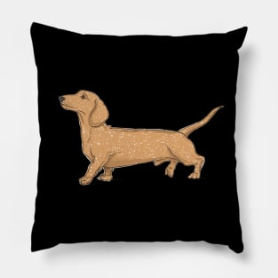 Cute Walking Dachshund Illustration Pillow