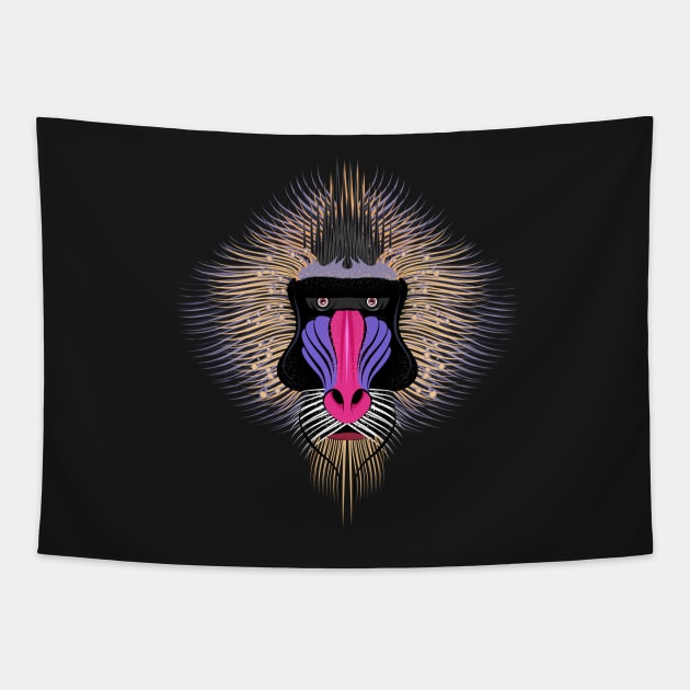 Mandrill monkey Tapestry by Kisho