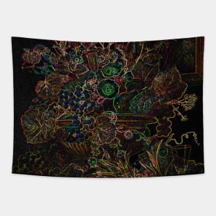 Black Panther Art - Flower Bouquet with Glowing Edges 19 Tapestry