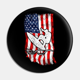 Patriotic Surfing American Flag Surf Pin