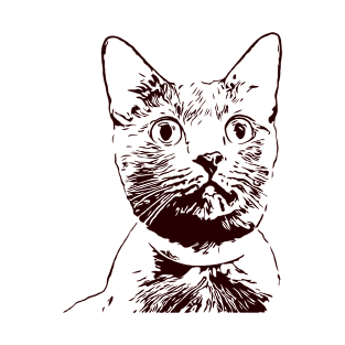 Black and White Cat Design T-Shirt