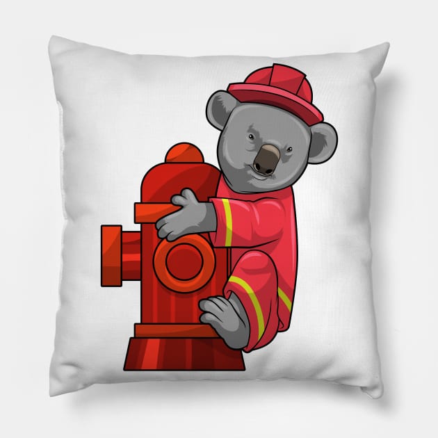 Koala as Firefighter with Fire hydrant Pillow by Markus Schnabel