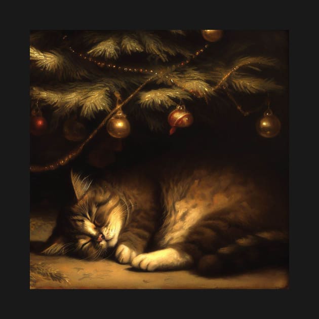 Christmas tree Cat by paintonprint