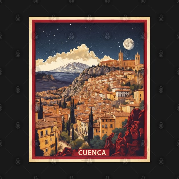 Cuenca Spain Starry Night Travel Tourism Retro Vintage by TravelersGems