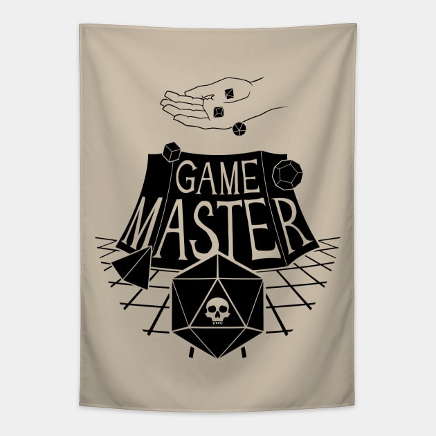 Game Master Skull - Black Design Tapestry by CliffeArts