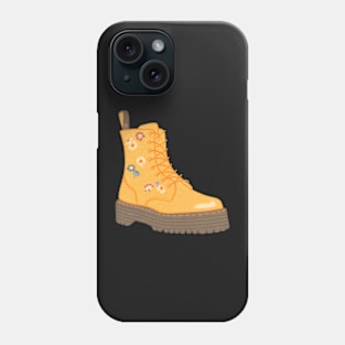 Flowers on Yellow Doc Boot Phone Case