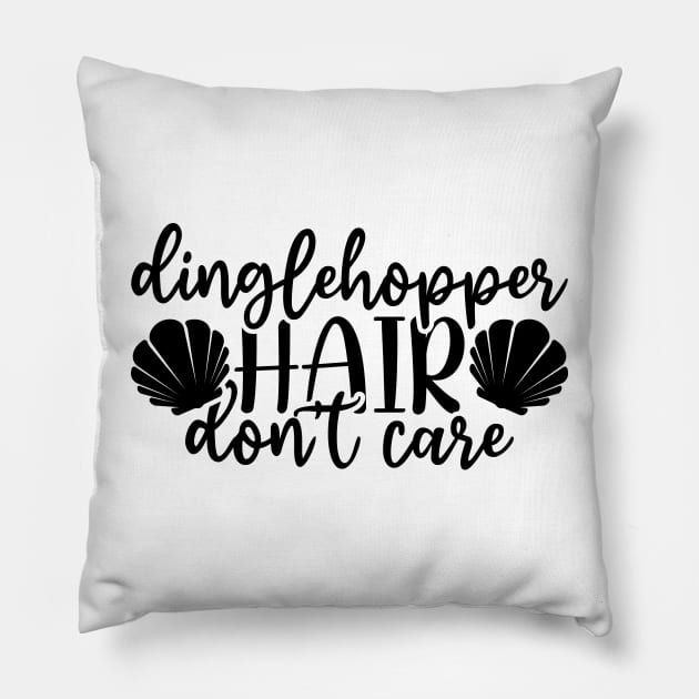 Dinglehopper Hair Don't Care Mermaid Pillow by MekiBuzz Graphics