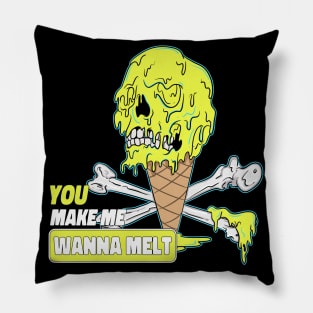 Make Me Melt Dripping Ice Cream Skull Pillow