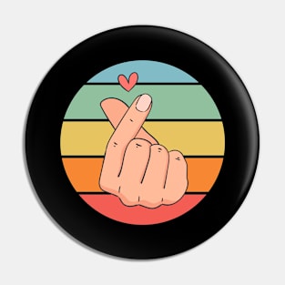 Korean I Love You Retro Groovy Hand Gesture Funny Deaf Pin