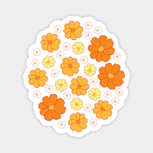 Cosmos | Flower | Summer Autumn | Orange | White Magnet