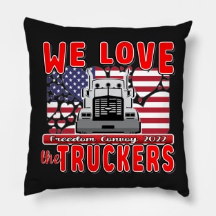 SUPPORT TRUCKERS - USA TRUCKERS FOR FREEDOM CONVOY USA FLAG - FREEDOM CONVOY 2022 Pillow