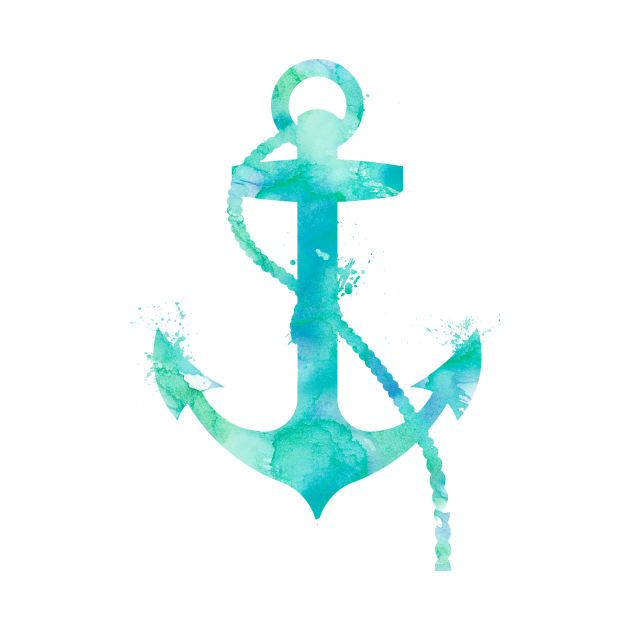 Turquoise Nautical Anchor Watercolor Painting - Turquoise Nautical ...