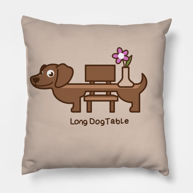Long Dog Table Pillow by Johnitees