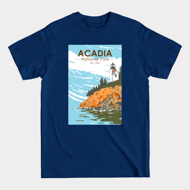 Disover Acadia National Park Bar Harbor Lighthouse Maine Vintage - Acadia National Park - T-Shirt