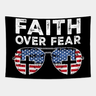 Faith Over Fear Christian America Pride American Flag Tapestry