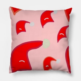 red holiday christmas santa cap pattern Pillow