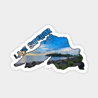 Lake Superior Outline (Artist Point in Grand Marais, Minnesota) Magnet