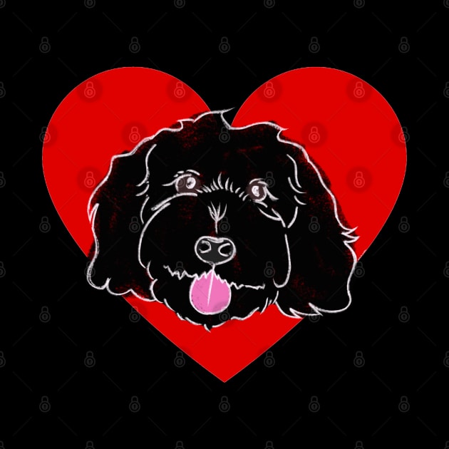 Cute Black Poodle In Red Heart by ROLLIE MC SCROLLIE