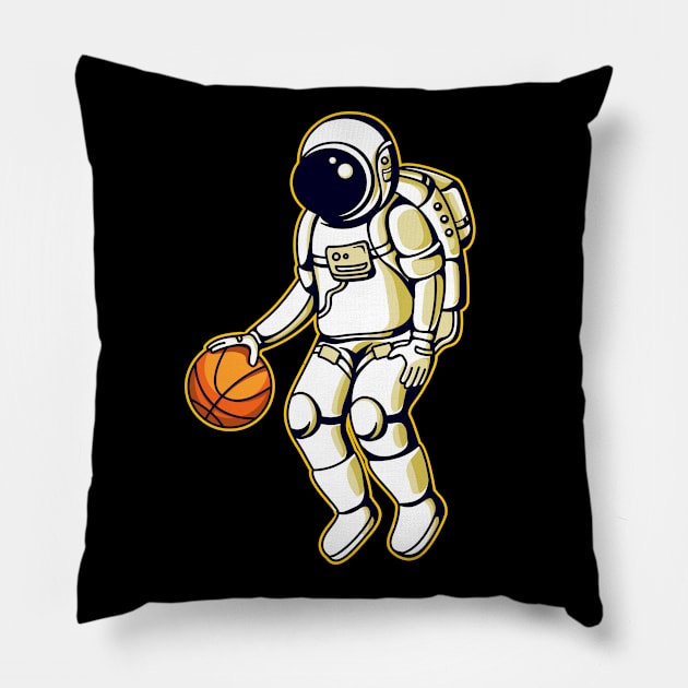 Astronaut and Basketball Pillow by VEKTORKITA