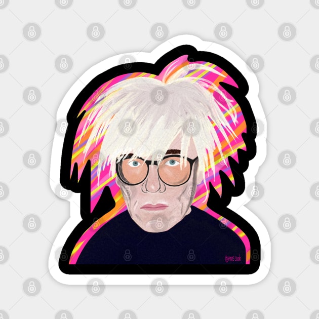 Andy Warhol portrait Magnet by Pinky's Studio 