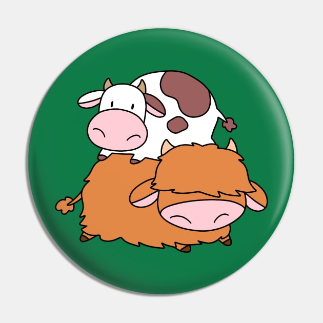 Highland Cow and Little Spotted Cow Pin by saradaboru