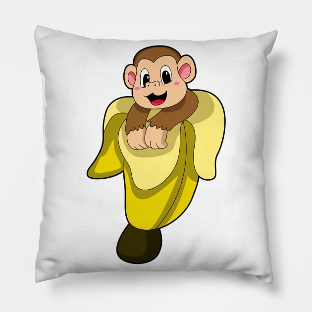 Monkey with Banana peel Pillow by Markus Schnabel