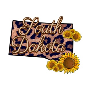 South Dakota State Leopard Print Sunflower Pride T-Shirt