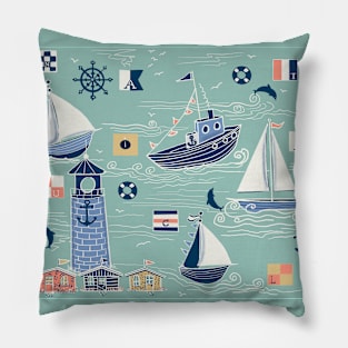 Minty Nautical Living! Pillow