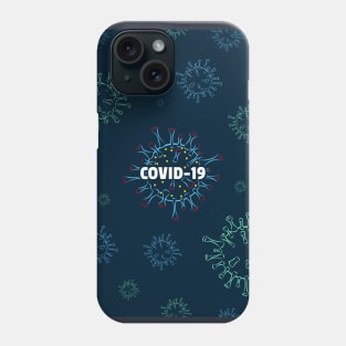 Seamless Pattern Blue and Green Virus Disease Phone Case