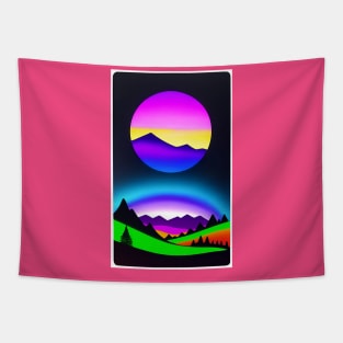 Day Glo Fluorescent Sun Mountains Abstract Landscape Tapestry