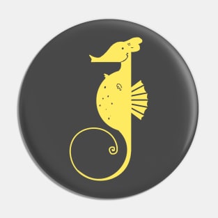 Yellow Seahorse, bright stylized hippocampus Pin