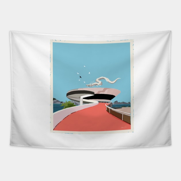 Vandalized with Care - Oscar Niemeyer Tapestry by aminmojo