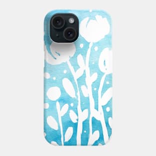 Whimsical watercolor flowers – blue Phone Case