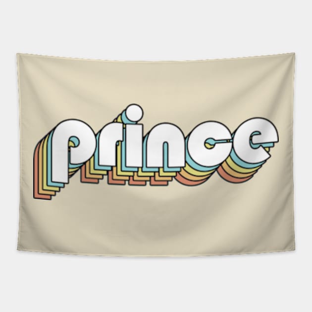 Prince Retro Rainbow Typography Faded Style Tapestry by Paxnotods