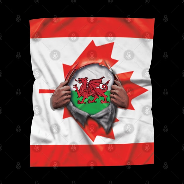 Wales Flag Canadian Flag Ripped - Gift for Welsh From Wales by Country Flags