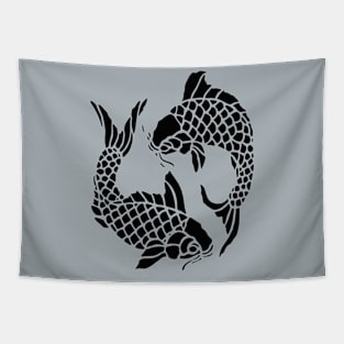 Koi Carp Fish Black Cut Out Tapestry