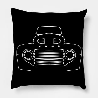 1948 Ford F-1 classic pickup truck white outline graphic Pillow