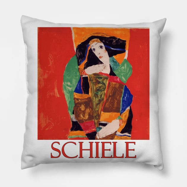 Portrait of a Woman by Egon Schiele Pillow by Naves