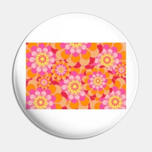 Orange & Pink Floral Design Pin