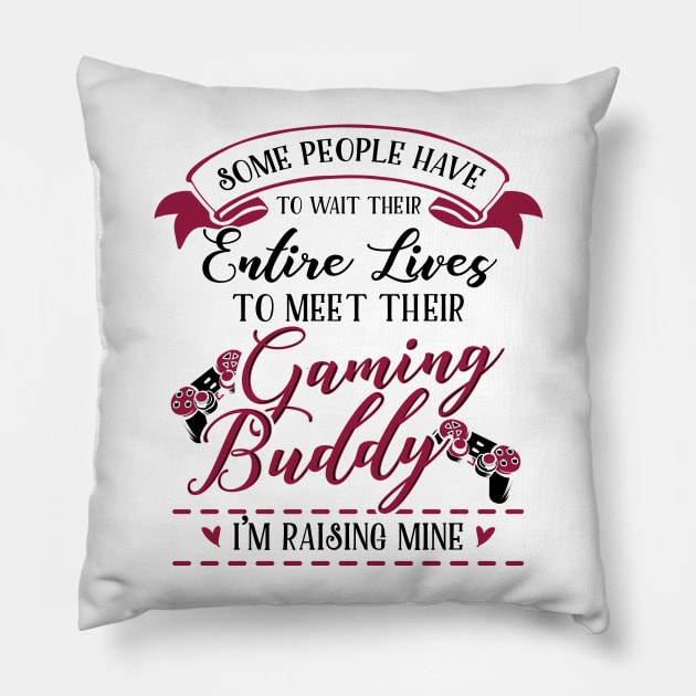 Gaming Mom and Baby Matching T-shirts Gift Pillow by KsuAnn