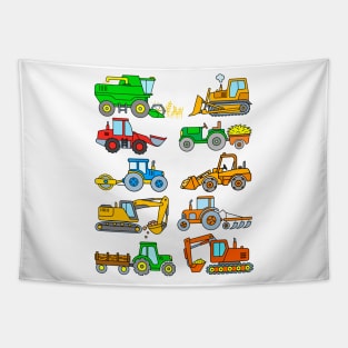 Tractors and Excavators Tapestry