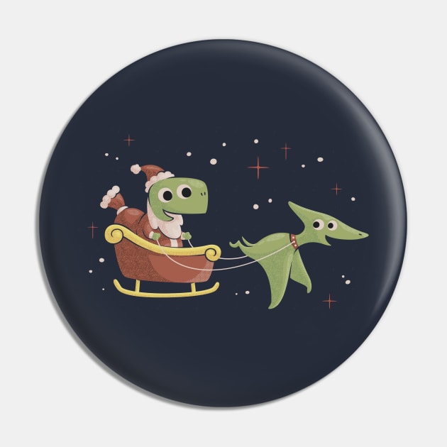 Dinosaur Christmas T-Rex Santa Pin by dumbshirts